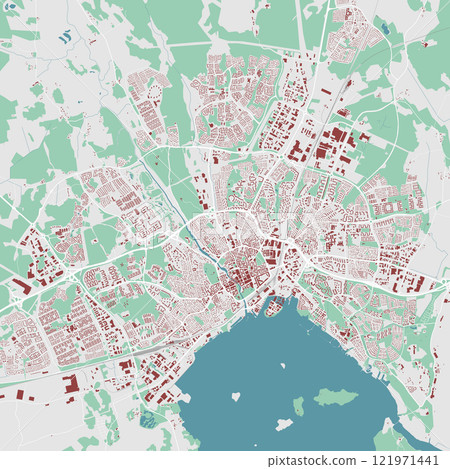 Map of Vasteras, Sweden. Detailed city map with buildings, municipality area. Map of Vasteras, Sweden. Detailed city map with buildings, municipality area. 121971441