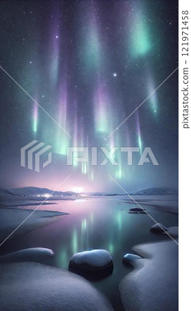 Aurora on a cold night in the north 121971458