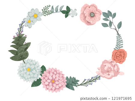 Illustration of a wreath drawn with colored pencils 121971695