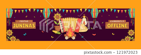 Flat twitch banner template for brazilian festas juninas celebration 121972023