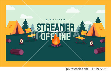Flat design camping adventure twitch background Flat design camping adventure twitch background 121972052