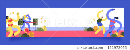 Flat design beach club  twitch banner 121972053