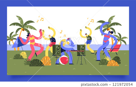 Flat design beach club twitch background 121972054