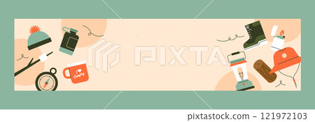 Flat twitch banner template for camping adventure Flat twitch banner template for camping adventure 121972103