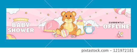 Hand drawn baby shower twitch banner Hand drawn baby shower twitch banner 121972181