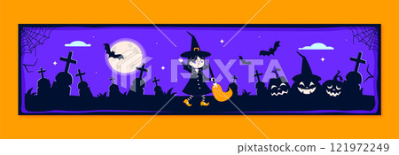Flat twitch banner template for halloween celebration 121972249