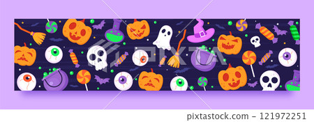 Flat twitch banner template for halloween celebration 121972251