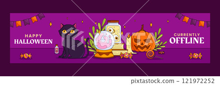 Hand drawn twitch banner template for halloween celebration 121972252