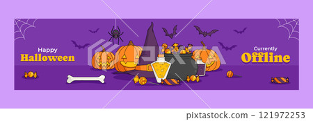 Hand drawn twitch banner template for halloween celebration 121972253