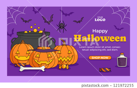 Hand drawn twitch background for halloween celebration 121972255