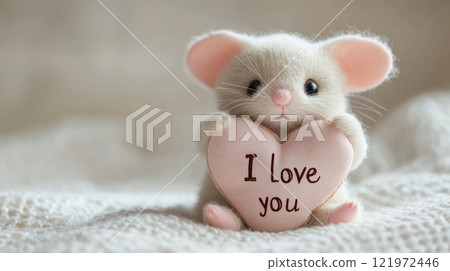 cute stuffed mouse with i love you heart pillow 121972446