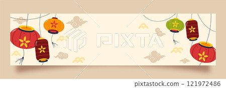 Flat twitch banner template for chinese new year festival 121972486