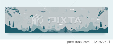 Flat design hiking adventure twitch banner Flat design hiking adventure twitch banner 121972501