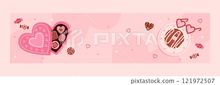 Flat twitch banner template for valentines day celebration 121972507
