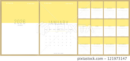 Calendar 2026 Sunday Start Minimal Yellow Corporate Design Template Clean Calendar Planner for 2026 Calendar 2026 Sunday Start Minimal Yellow Corporate Design Template Clean Calendar Planner for 2026 121973147