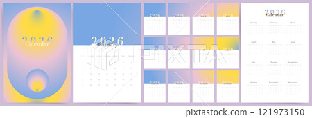 Calendar 2026 Sunday Start Surreal Gradient Corporate Design Template Calendar 2026 Sunday Start Surreal Gradient Corporate Design Template 121973150