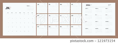 Square Calendar 2026, Calendar 2026 Sunday Start Minimal Brown Corporate Design Template Square Calendar 2026, Calendar 2026 Sunday Start Minimal Brown Corporate Design Template 121973154