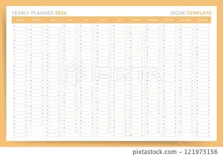Yearly Planner 2026 Sunday Start Yellow Corporate Design Template Yearly Planner 2026 Sunday Start Yellow Corporate Design Template 121973156