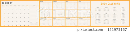 Calendar 2026 Monthly Templates with Notes, Calendar 2026 Sunday Start Orange Corporate Design Template Calendar 2026 Monthly Templates with Notes, Calendar 2026 Sunday Start Orange Corporate Design Template 121973167