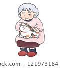 A cat being stroked forcefully 121973184