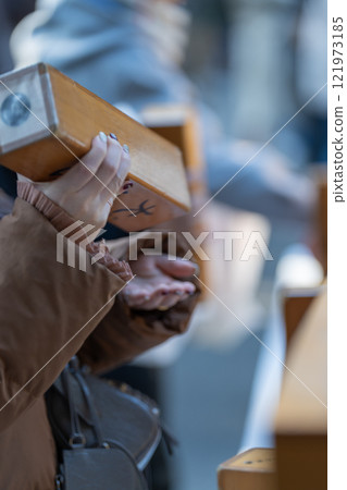 "Omikuji" is a fortune-telling slip used in Japan "Omikuji" is a fortune-telling slip used in Japan 121973185