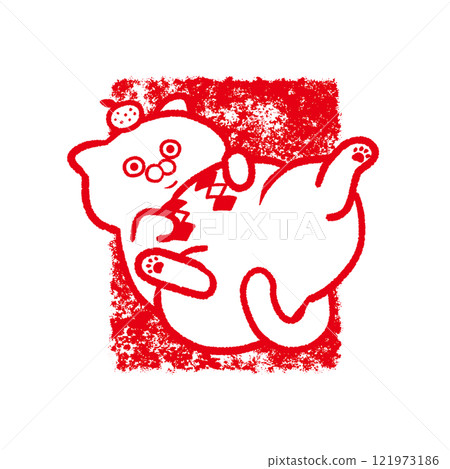 A cat like a kagami mochi (stamp style) A cat like a kagami mochi (stamp style) 121973186