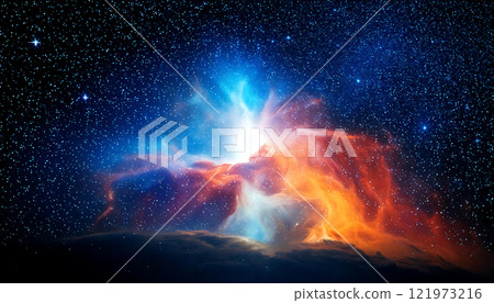 Cosmic Flame - Flowers of Light Blooming in the Nebula - AI Generation 121973216
