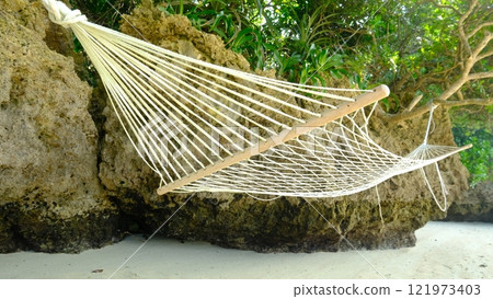 Hammock on the coast of Ishigaki Island 121973403