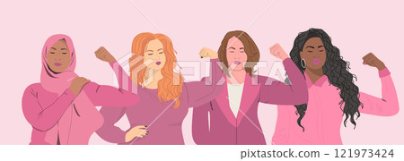 Womens Day 2025 in pink color. Womens Day 2025 in pink color. 121973424