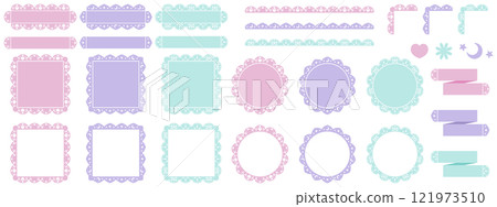 Cute lace frames and ornaments set Cute lace frames and ornaments set 121973510