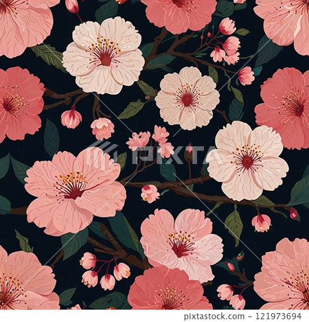 老式櫻花圖案 121973694