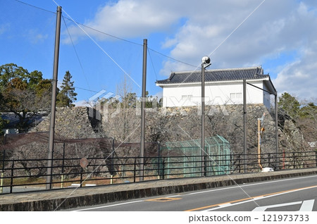 Kameyama Castle southeast corner stone wall and Tamon Tower 121973733