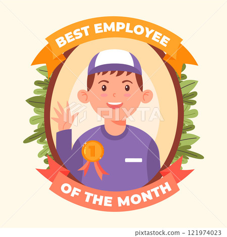 Illustrated employee of the month concept Illustrated employee of the month concept 121974023