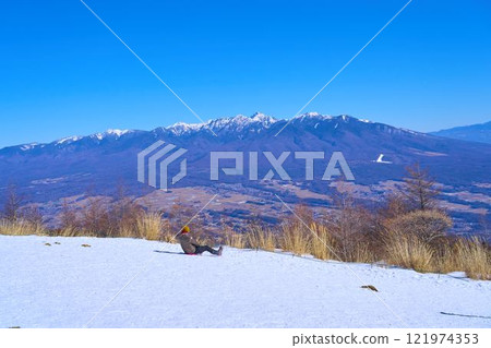 The northeastern Yatsugatake mountain range and Fujimi Plateau as seen from the summit of Mount Nyugasa in Nagano Prefecture in winter The northeastern Yatsugatake mountain range and Fujimi Plateau as seen from the summit of Mount Nyugasa in Nagano Prefecture in winter 121974353