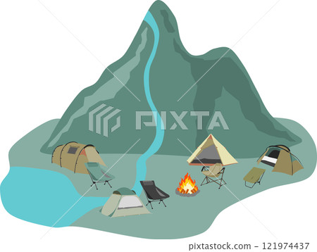 Summer campsite illustration Summer campsite illustration 121974437