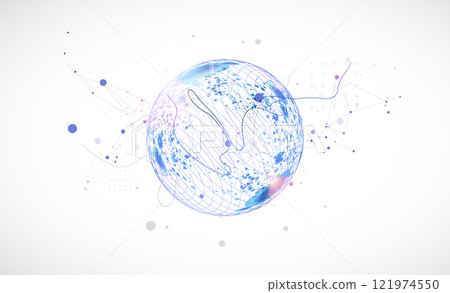 Abstract sphere background with plexus effect. 3D surface. Vector. 121974550