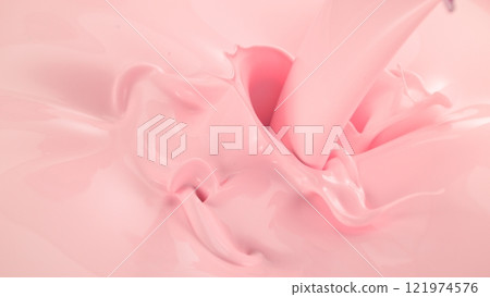 Freeze Motion of Whirling Pink Cream , Close-up Freeze Motion of Whirling Pink Cream , Close-up 121974576