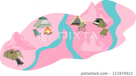 Spring campsite illustration Spring campsite illustration 121974922