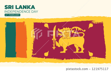 Sri Lanka Independence Day February 4th. Sri Lanka national brush flag banner. Vector illustration 121975117