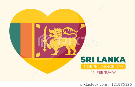 Sri Lanka Independence Day banner with national flag heart shape. Sri Lanka Independence Commemoration Day. Vector illustration Sri Lanka Independence Day banner with national flag heart shape. Sri Lanka Independence Commemoration Day. Vector illustration 121975120