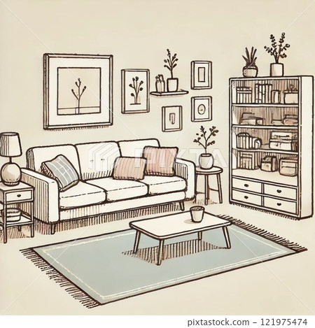簡單的客廳插畫 121975474