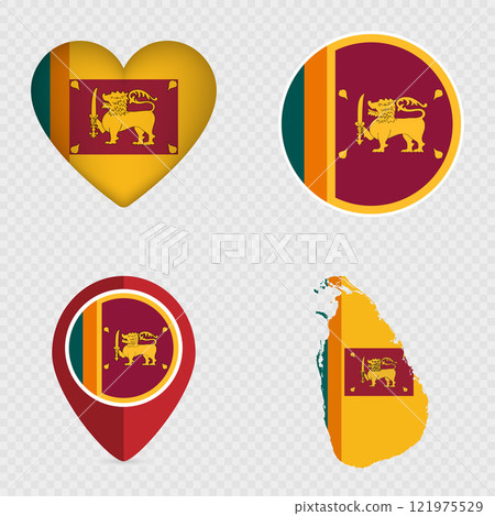 Sri Lanka Flag Icons Pack. Vector illustration. Sri Lanka Flag Icons Pack. Vector illustration. 121975529