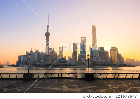 Early morning skyscrapers seen from the Bund, Shanghai, China Early morning skyscrapers seen from the Bund, Shanghai, China 121975678