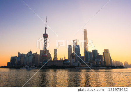 Early morning skyscrapers seen from the Bund, Shanghai, China Early morning skyscrapers seen from the Bund, Shanghai, China 121975682