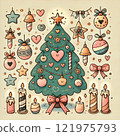 可愛的聖誕插畫 121975793