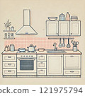 簡單的廚房插畫 121975794