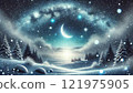 一個美妙的冬夜，美麗的新月 121975905
