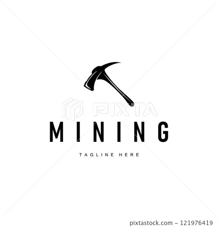 mining logo illustration concept black silhouette mining equipment simple vintage classic labor template design mining logo illustration concept black silhouette mining equipment simple vintage classic labor template design 121976419