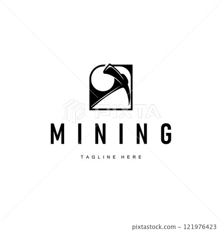 mining logo illustration concept black silhouette mining equipment simple vintage classic labor template design mining logo illustration concept black silhouette mining equipment simple vintage classic labor template design 121976423