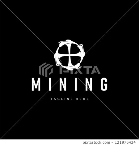 mining logo illustration concept black silhouette mining equipment simple vintage classic labor template design mining logo illustration concept black silhouette mining equipment simple vintage classic labor template design 121976424